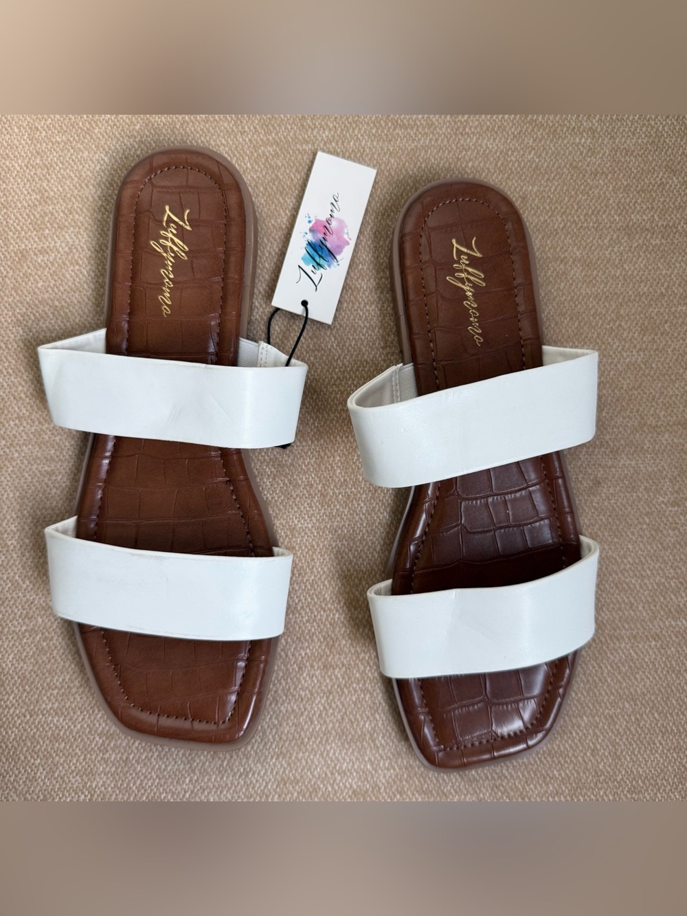 Luffymomo White Slip On Sandals Flat
Shoes Women Size 10 Summer